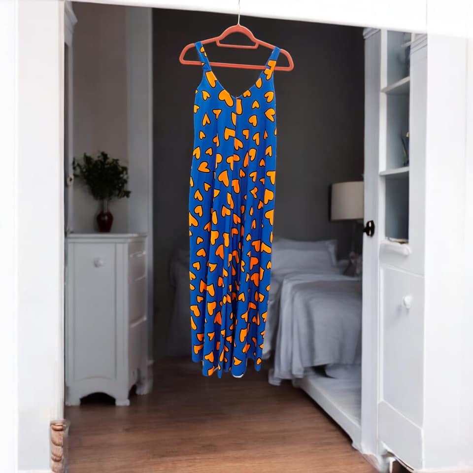 Ολόσωμη φόρμα κρεπ loose heart printed