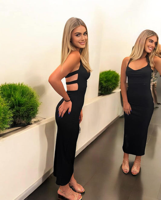 Φόρεμα sexy maxi rib