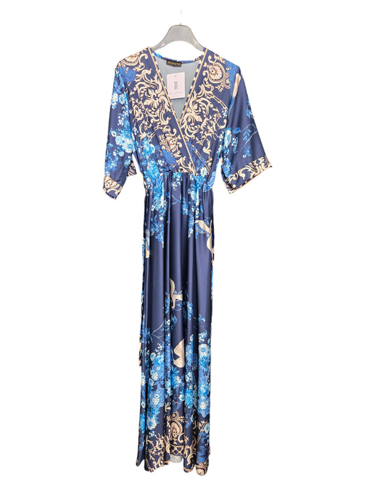 Φόρεμα maxi σατινέ floral croise