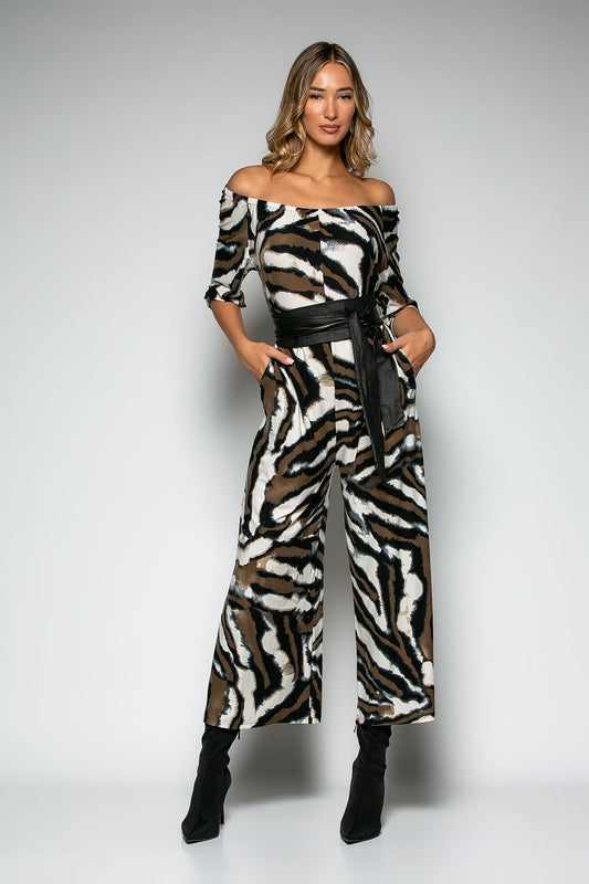 Ολόσωμη φόρμα έξωμη animal printed