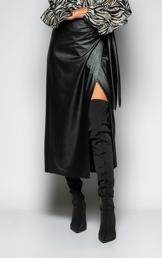 Φούστα maxi croise δερματίνης