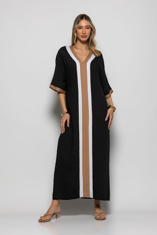 Φόρεμα - Καφτάνι maxi viscose τρίχρωμο