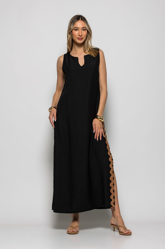 Φόρεμα maxi βισκόζ με τρέσσα