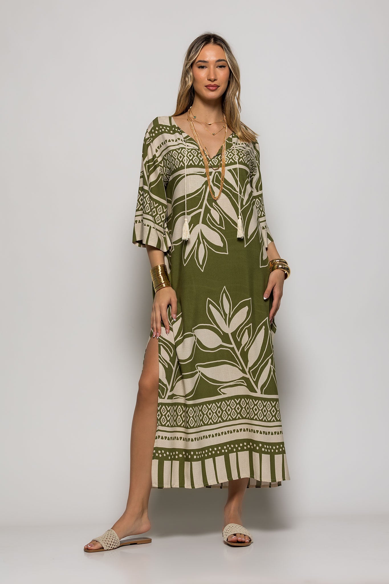 Φόρεμα - Καφτάνι midi rayon floral printed