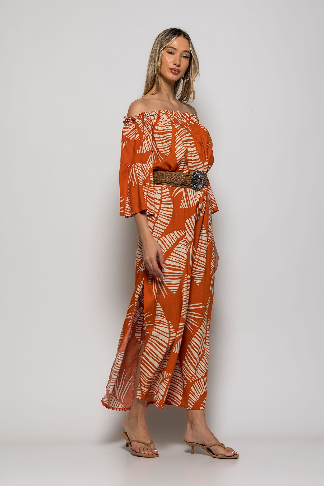 Φόρεμα maxi rayon tropical printed