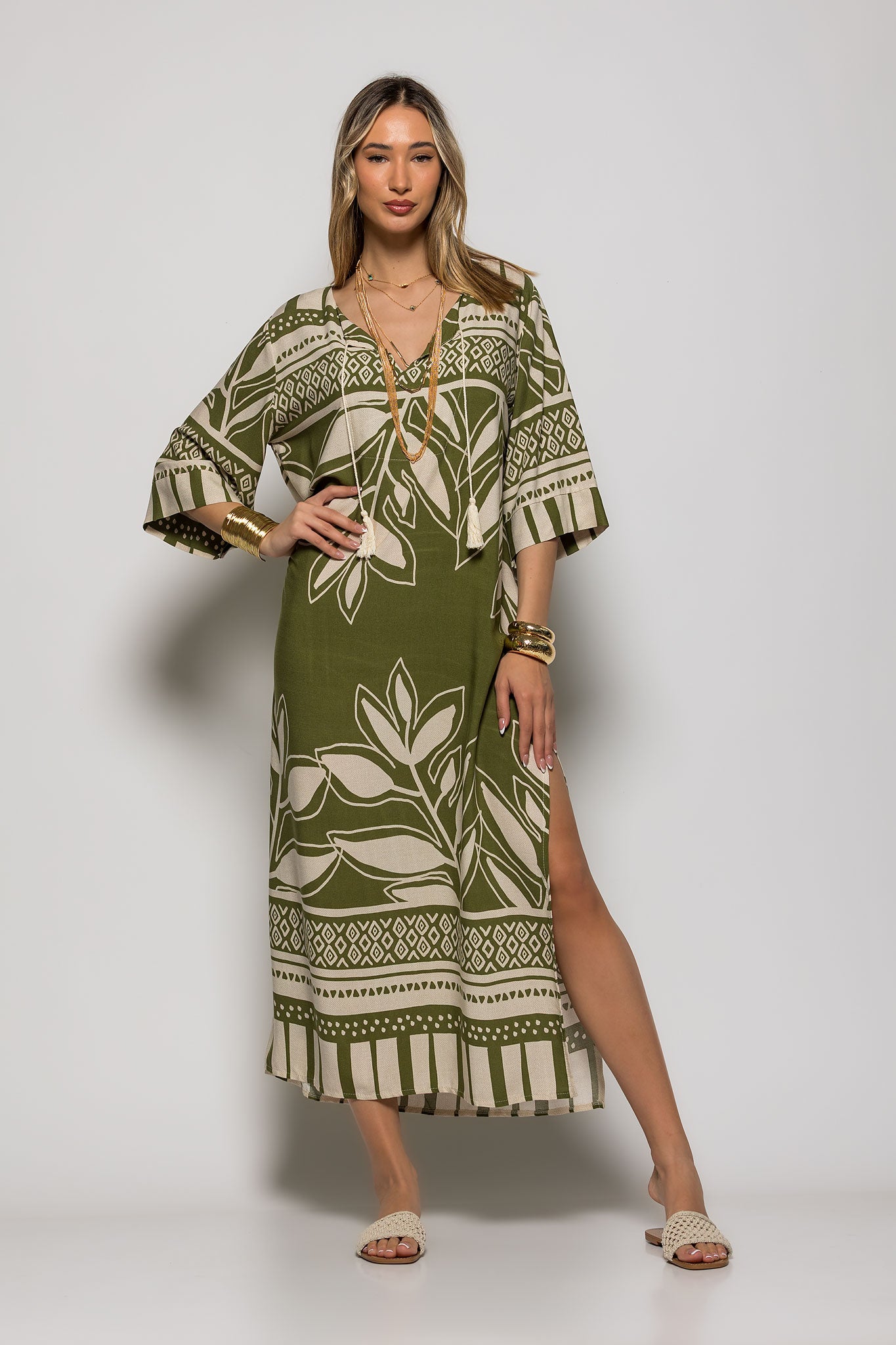 Φόρεμα - Καφτάνι midi rayon floral printed