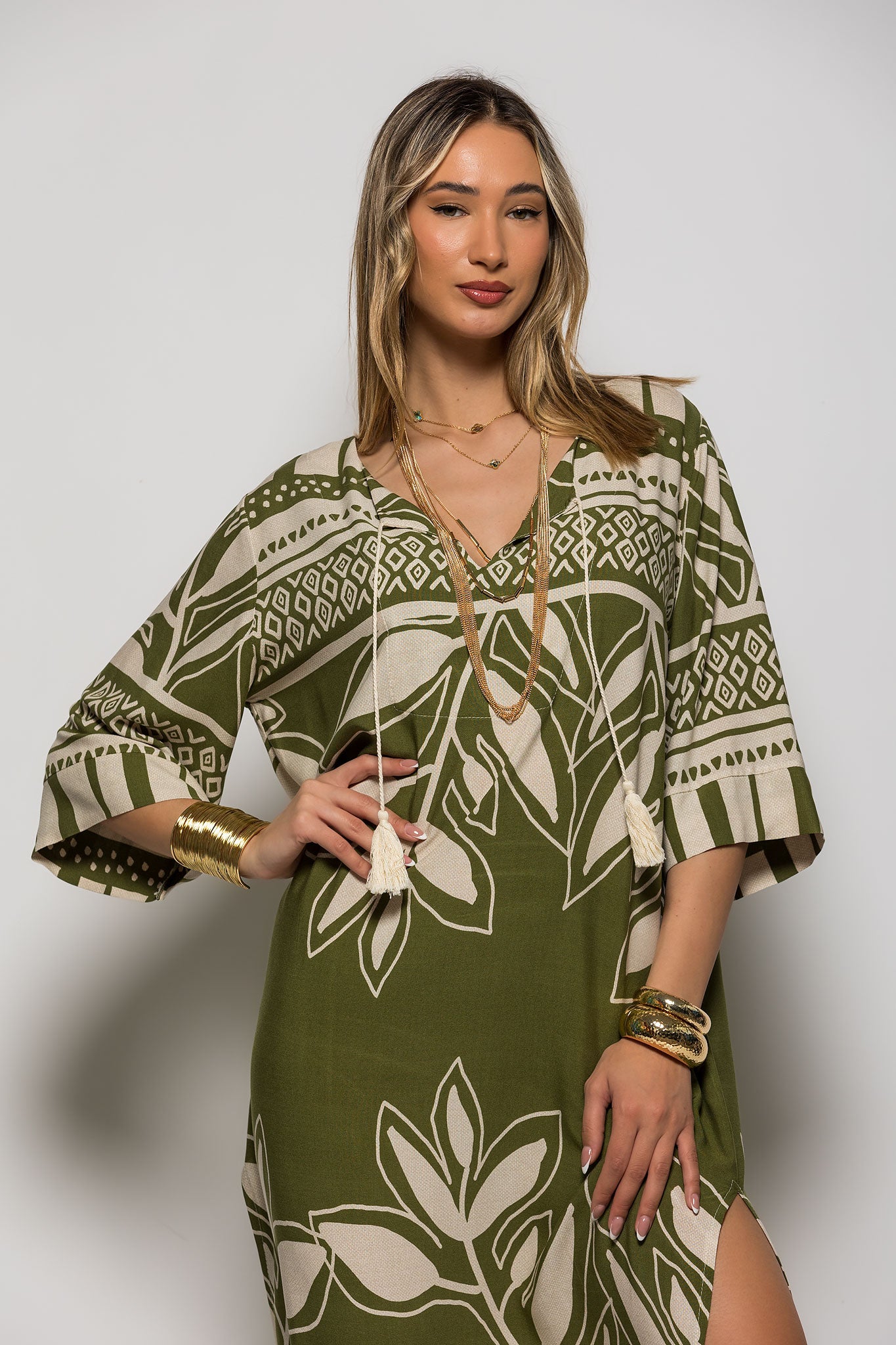 Φόρεμα - Καφτάνι midi rayon floral printed