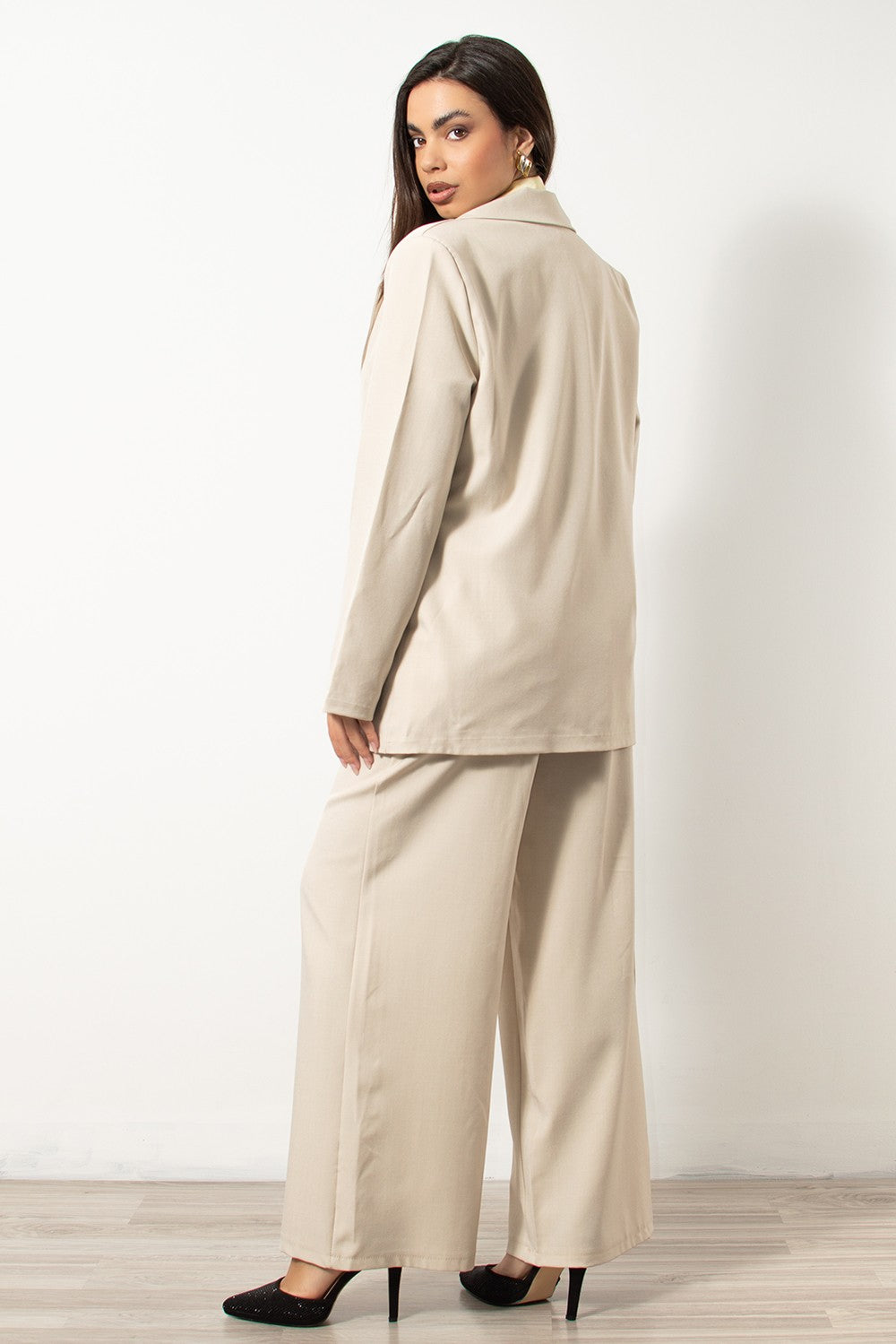 Κοστούμι κρεπ blazer - παντελόνι oversized