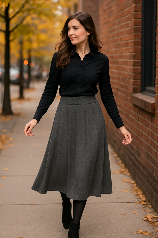 Φούστα midi από κρουστό πλεκτό