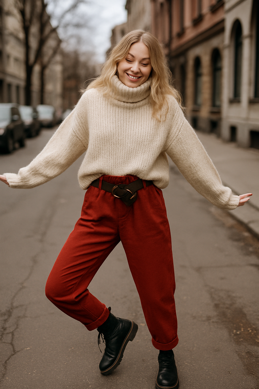 Παντελόνι τουλίπ με ζώνη