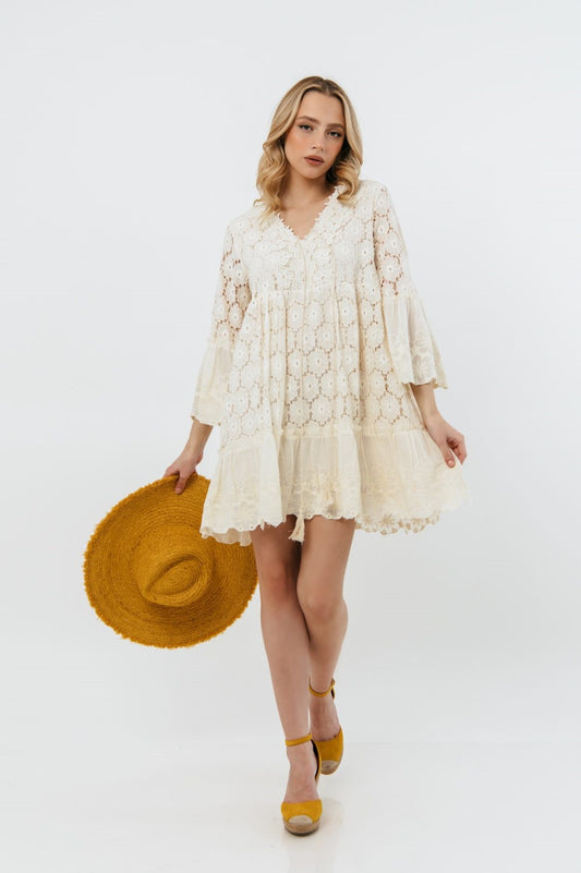 Φόρεμα mini κηπούρ boho