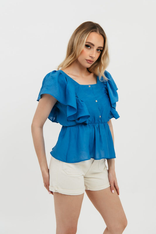 Μπλούζα με βολάν και κουμπιά