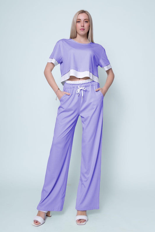 Σετ top cropped & Παντελόνα loose detailed