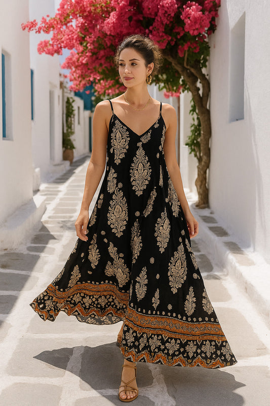 Φόρεμα maxi εμπριμέ viscose