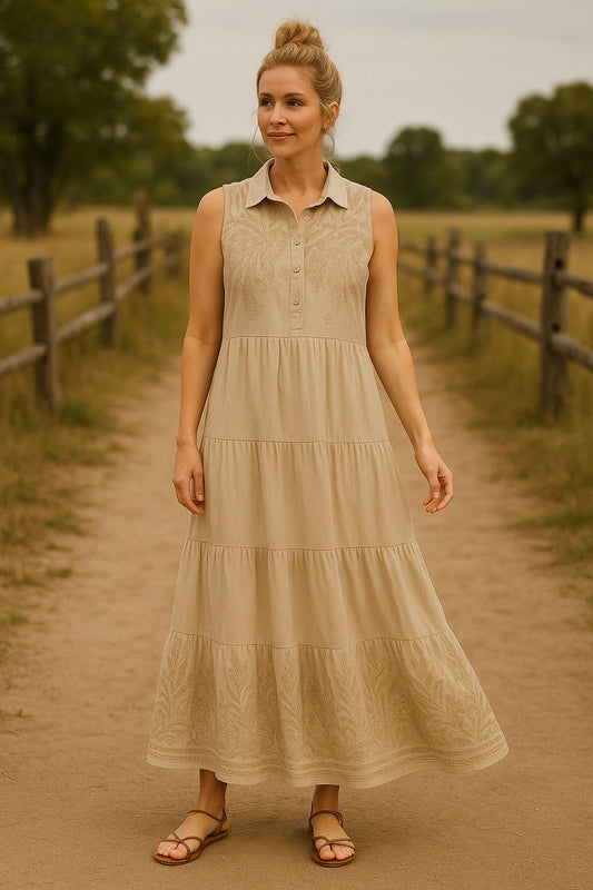 Φόρεμα maxi boho με κέντημα