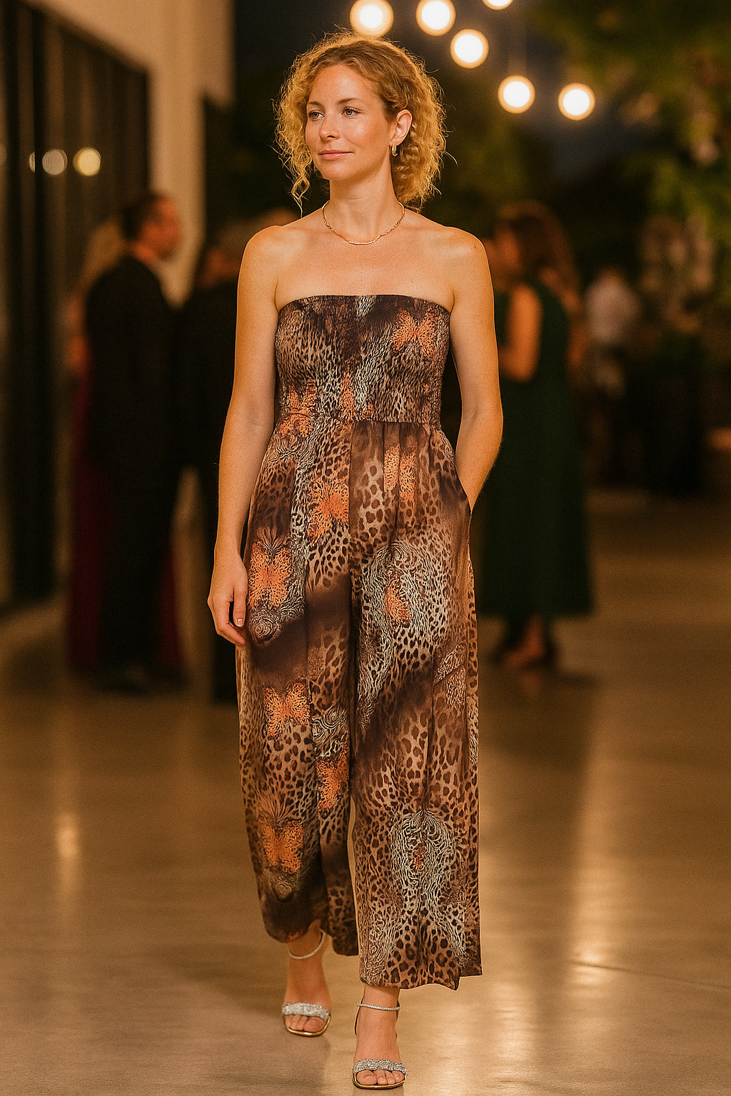 Ολόσωμη φόρμα strapless animal printed