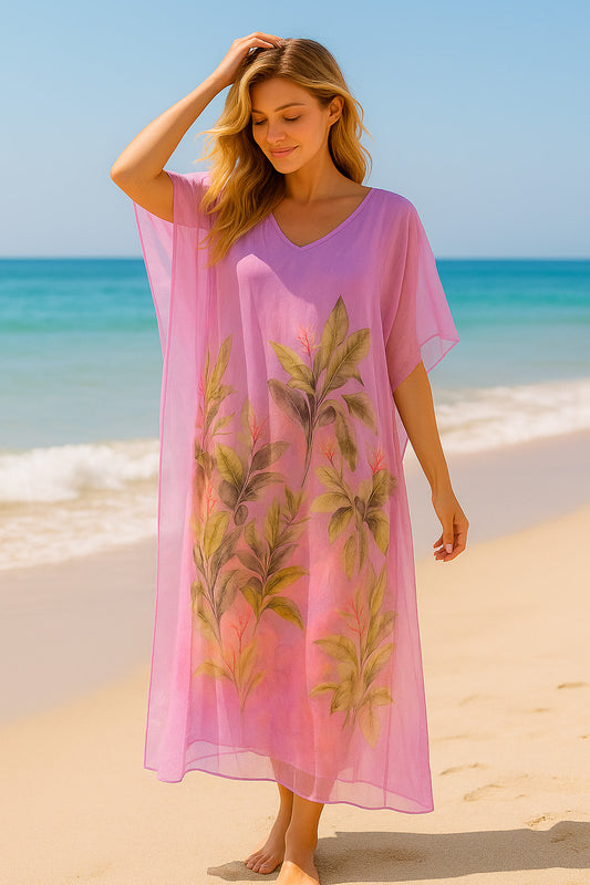 Καφτανοφόρεμα αέρινο maxi floral printed