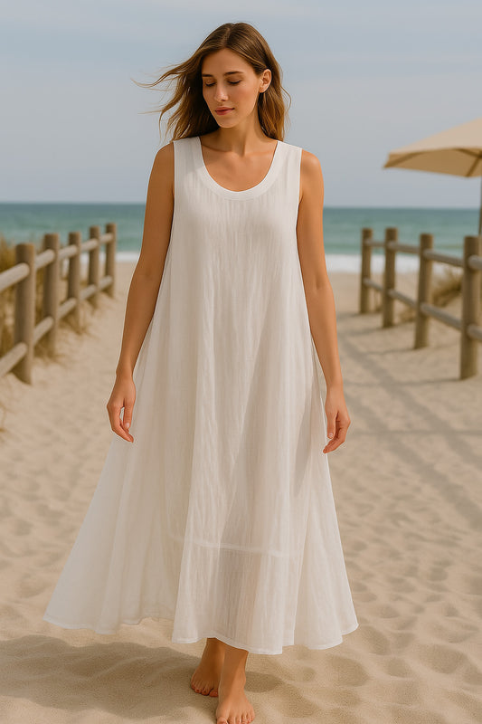 Φόρεμα maxi αέρινο βαμβακερό διπλό