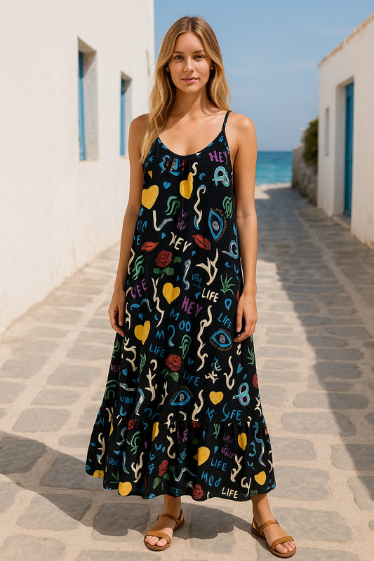 Φόρεμα maxi girly multi printed