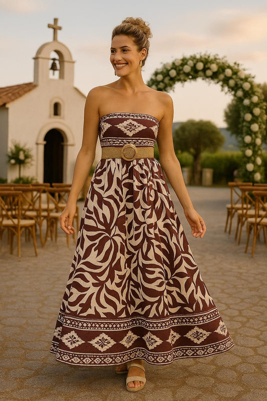 Φόρεμα maxi ποπλίνα ethnic printed