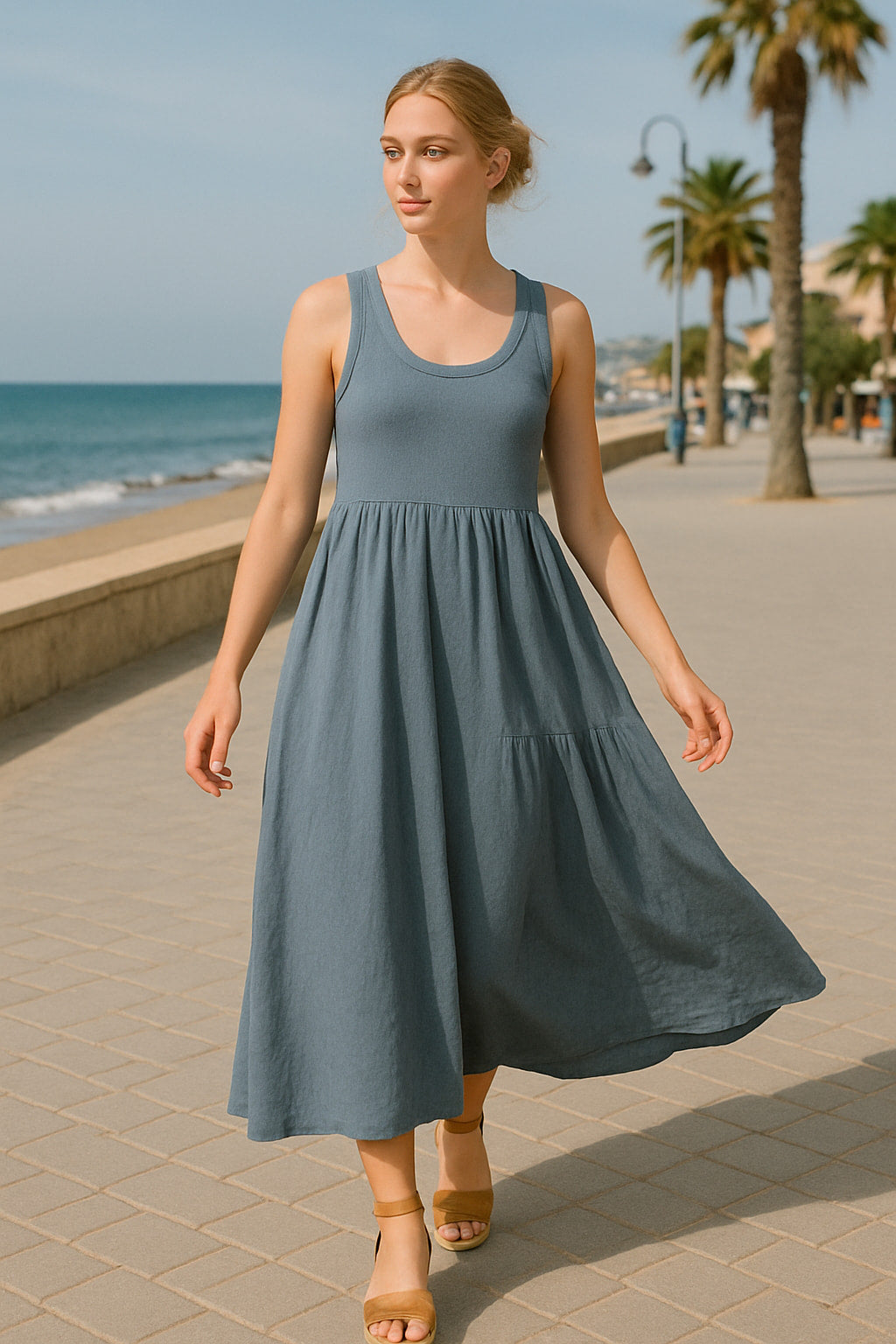 Φόρεμα midi/maxi με ποπλίνα