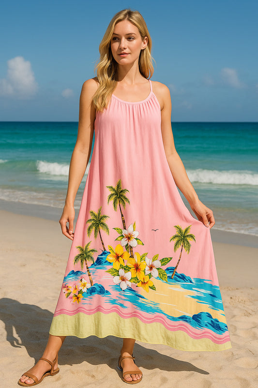 Φόρεμα maxi tropical printed