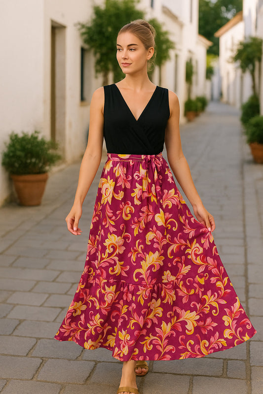Φόρεμα maxi κρεπ floral printed