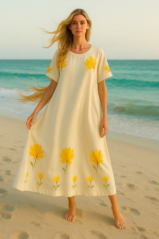 Καφτανοφόρεμα σατινέ floral printed OVERSIZED