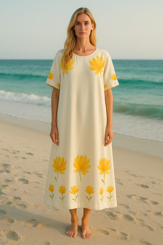 Καφτανοφόρεμα σατινέ floral printed OVERSIZED