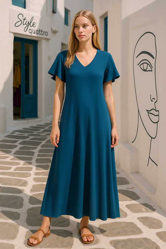 Φόρεμα maxi κρεπ σε Α γραμμή