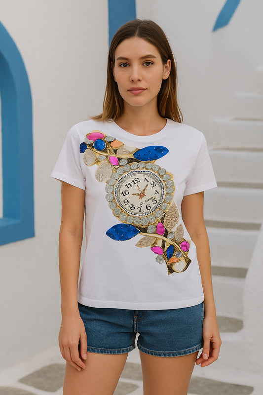 T-Shirt βαμβακερό με ρολόι τσέπης