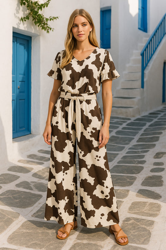 Σετ μπλούζα και παντελόνα cow printed