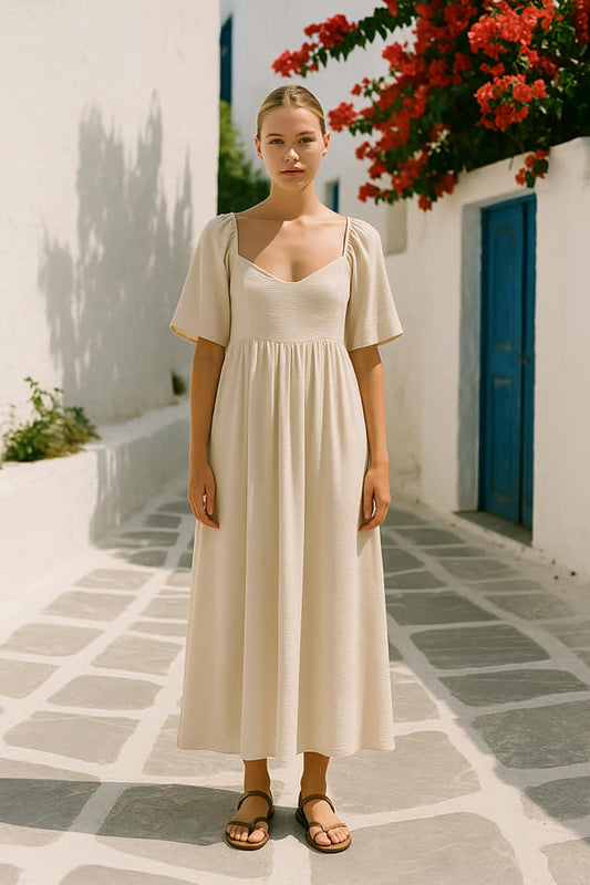 Φόρεμα maxi κρεπ με δέσιμο στην πλάτη