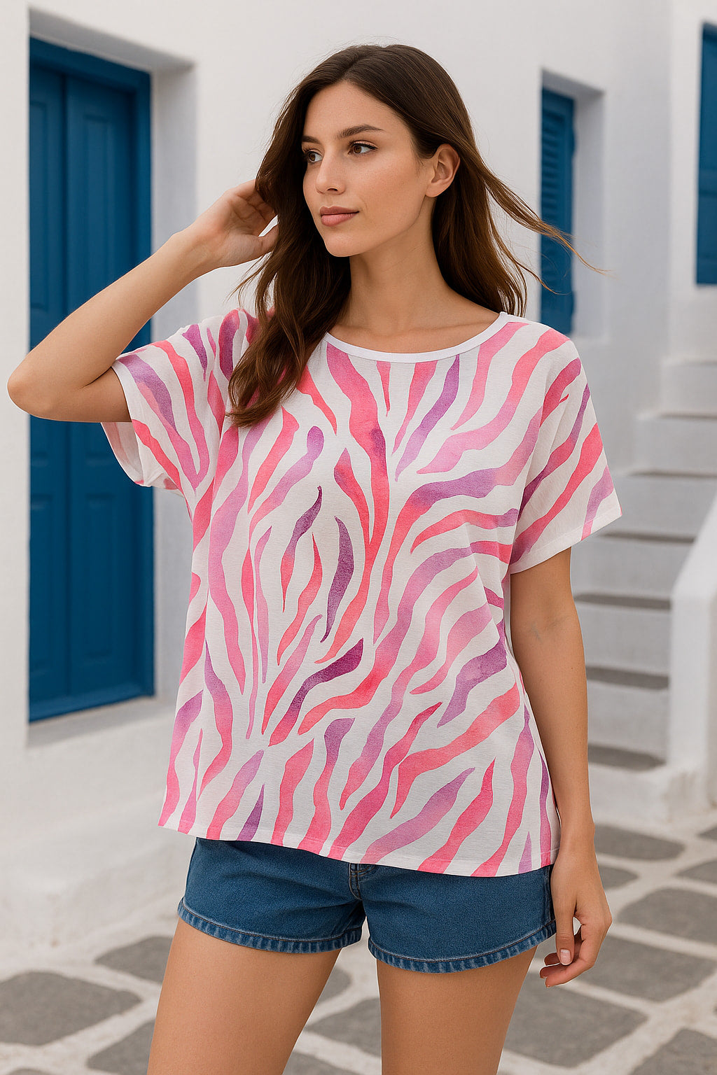 Μπλούζα loose με στάμπες pop art