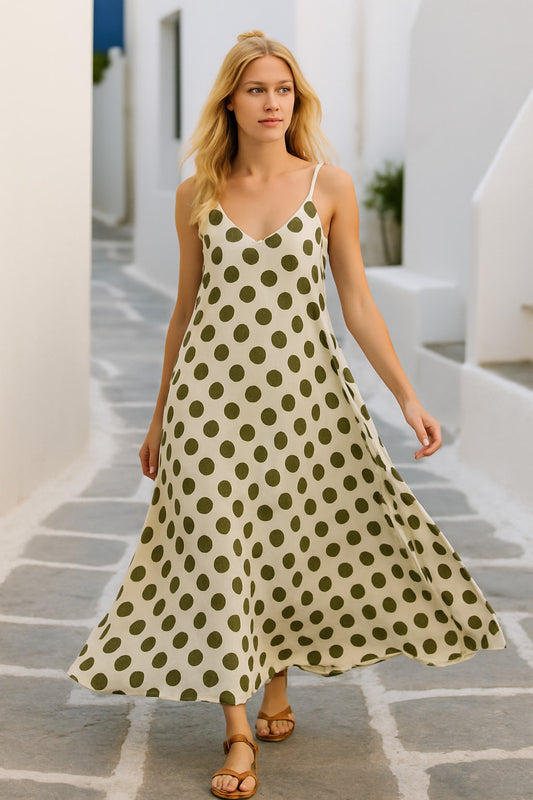 Φόρεμα maxi cotton πουά