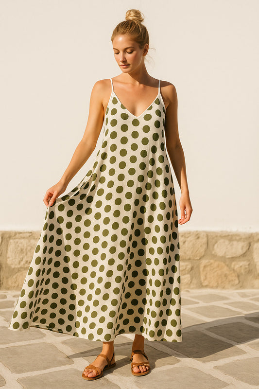 Φόρεμα maxi cotton πουά