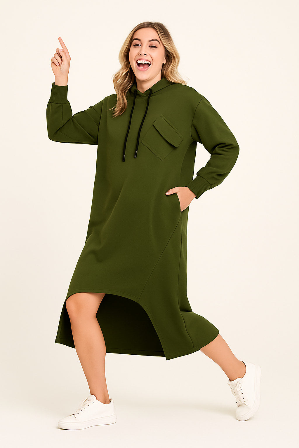 Φόρεμα φούτερ midi ασύμμετρο