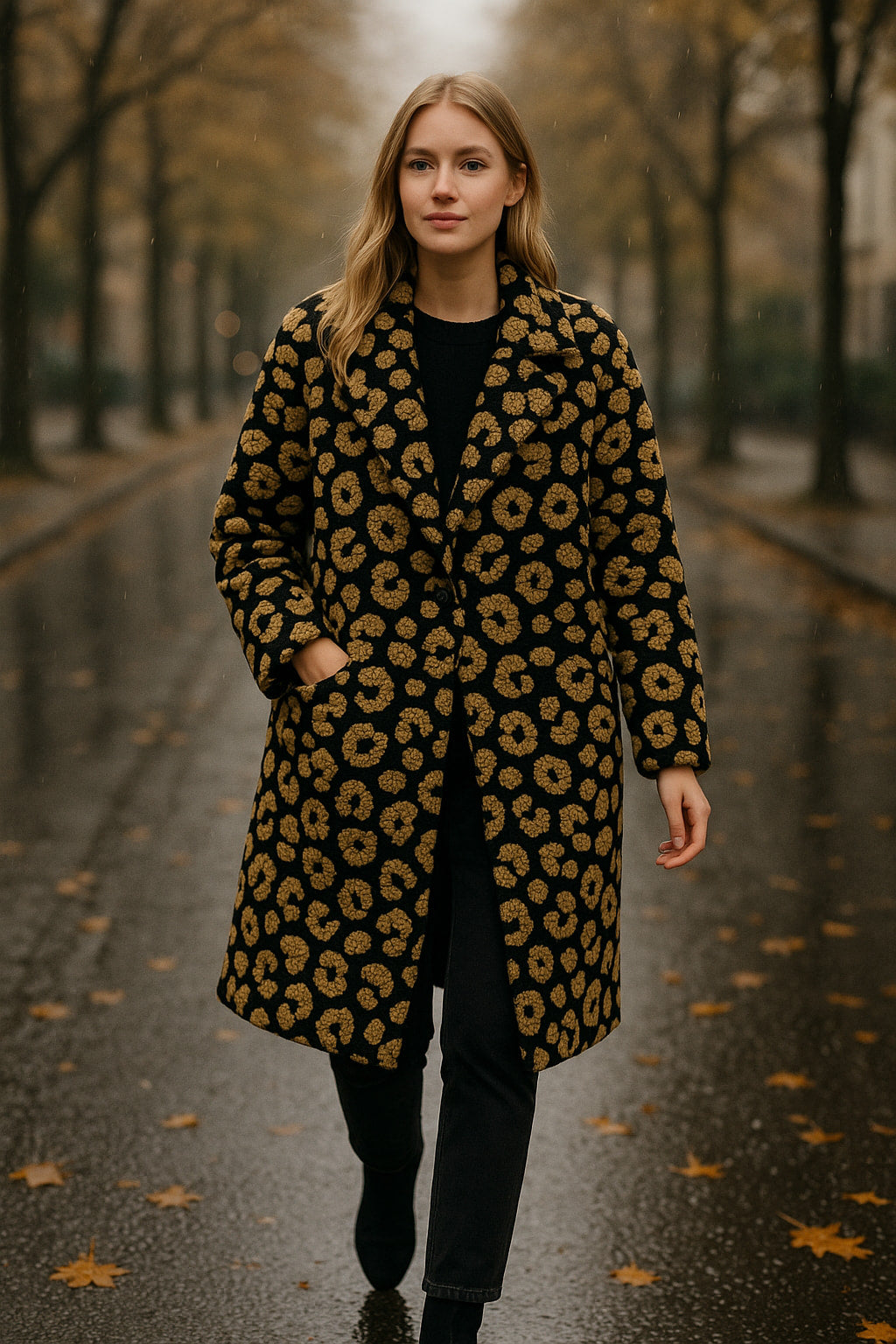 Ημίπαλτο teddy animal printed