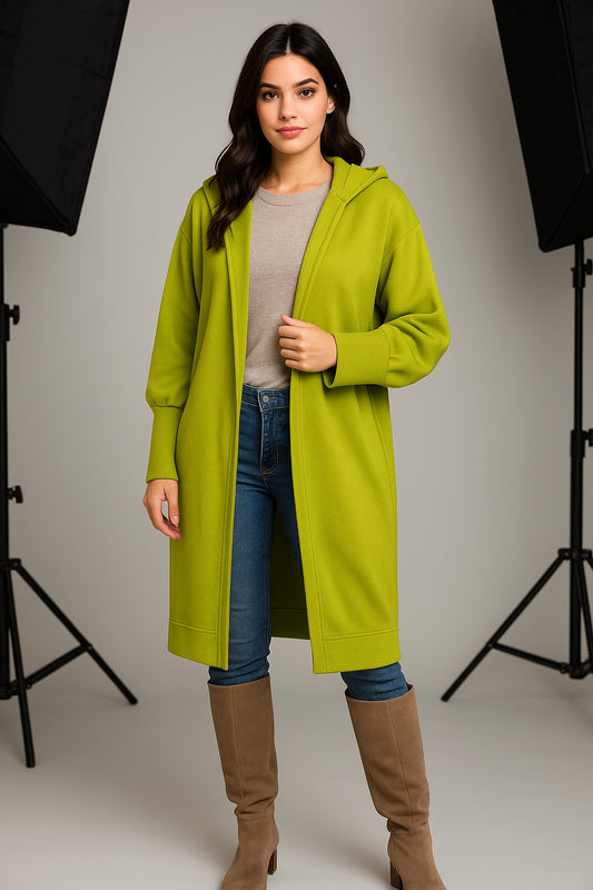 Ζακέτα φούτερ midi με κουκούλα