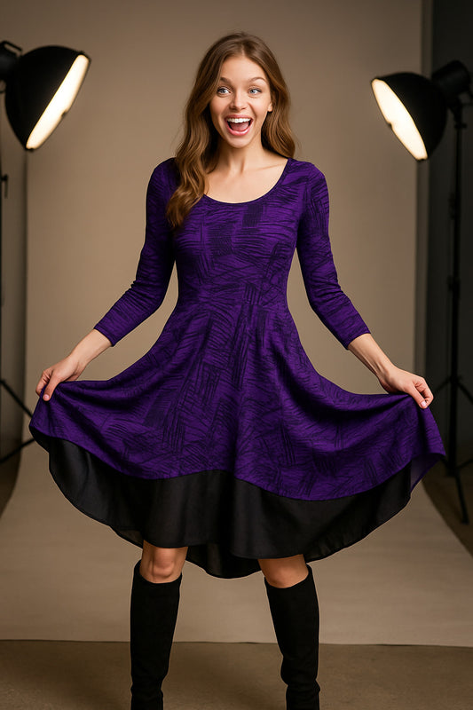 Φόρεμα midi ασύμμετρο με ανάγλυφη υφή