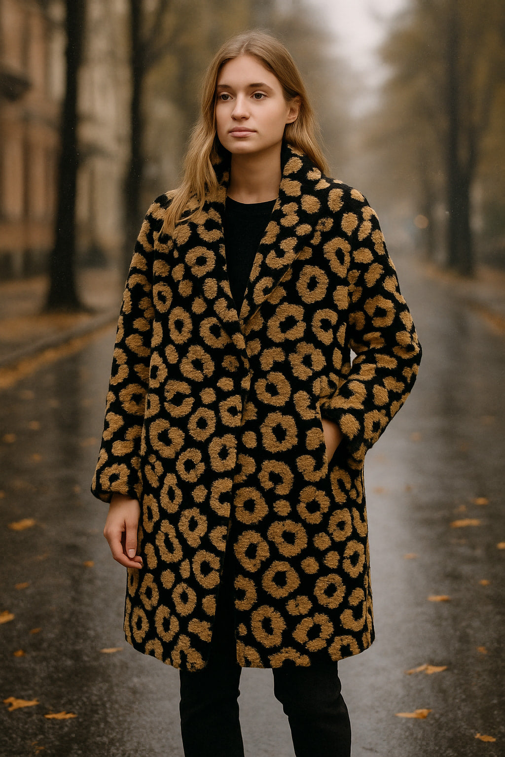 Ημίπαλτο teddy animal printed