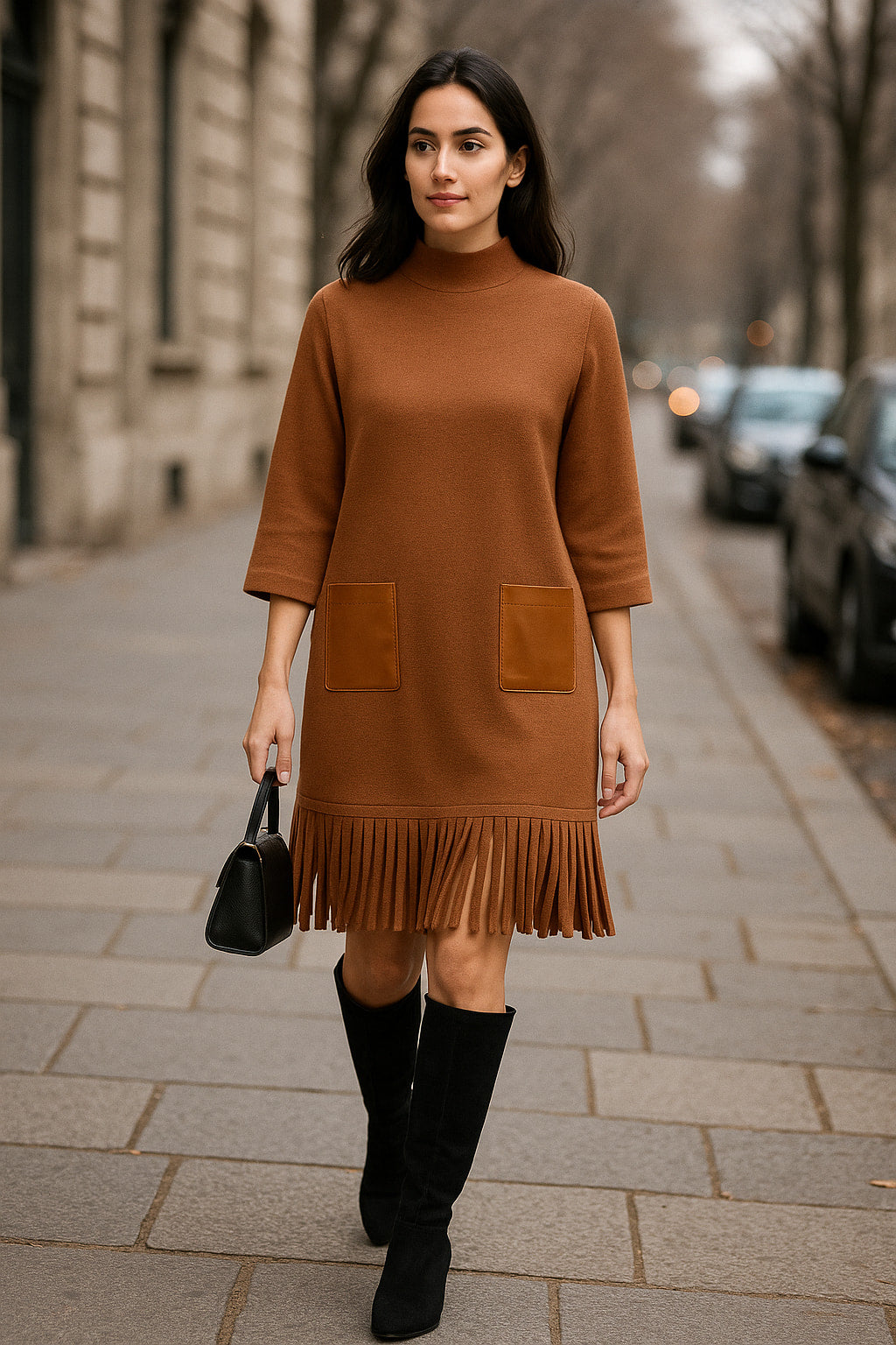 Φόρεμα midi κρουστό πλεκτό