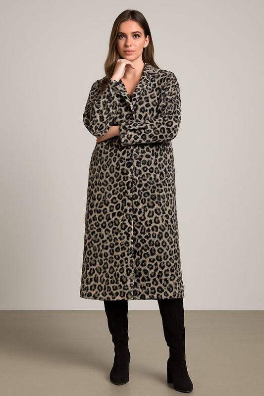 Παλτό midi animal printed