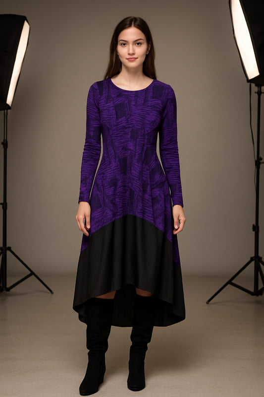 Φόρεμα midi ασύμμετρο με ανάγλυφη υφή