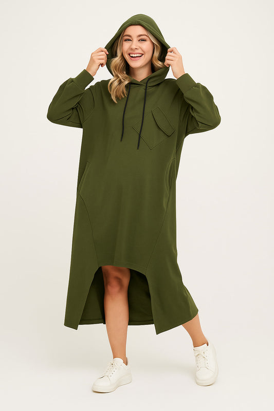 Φόρεμα φούτερ midi ασύμμετρο