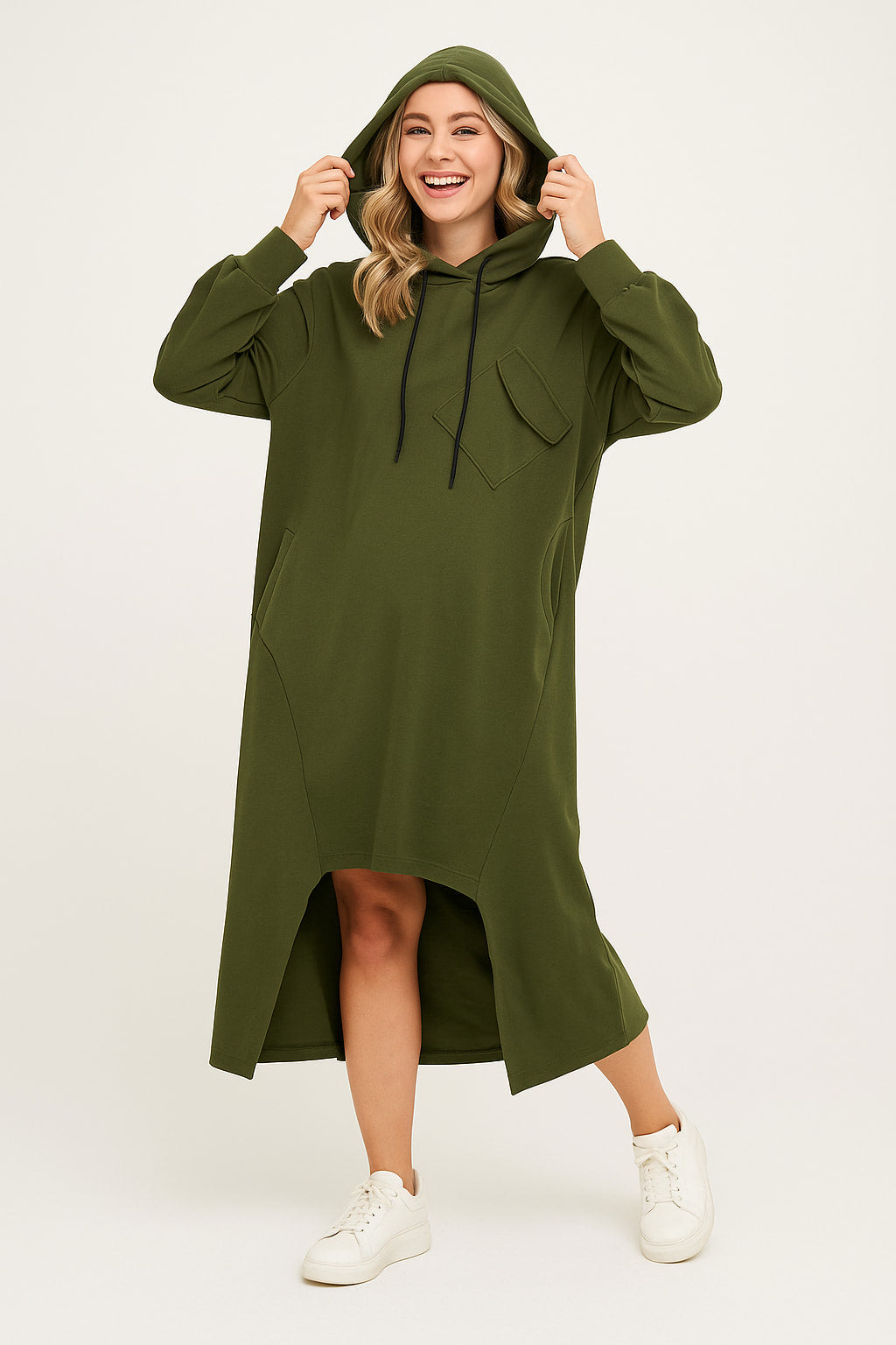 Φόρεμα φούτερ midi ασύμμετρο