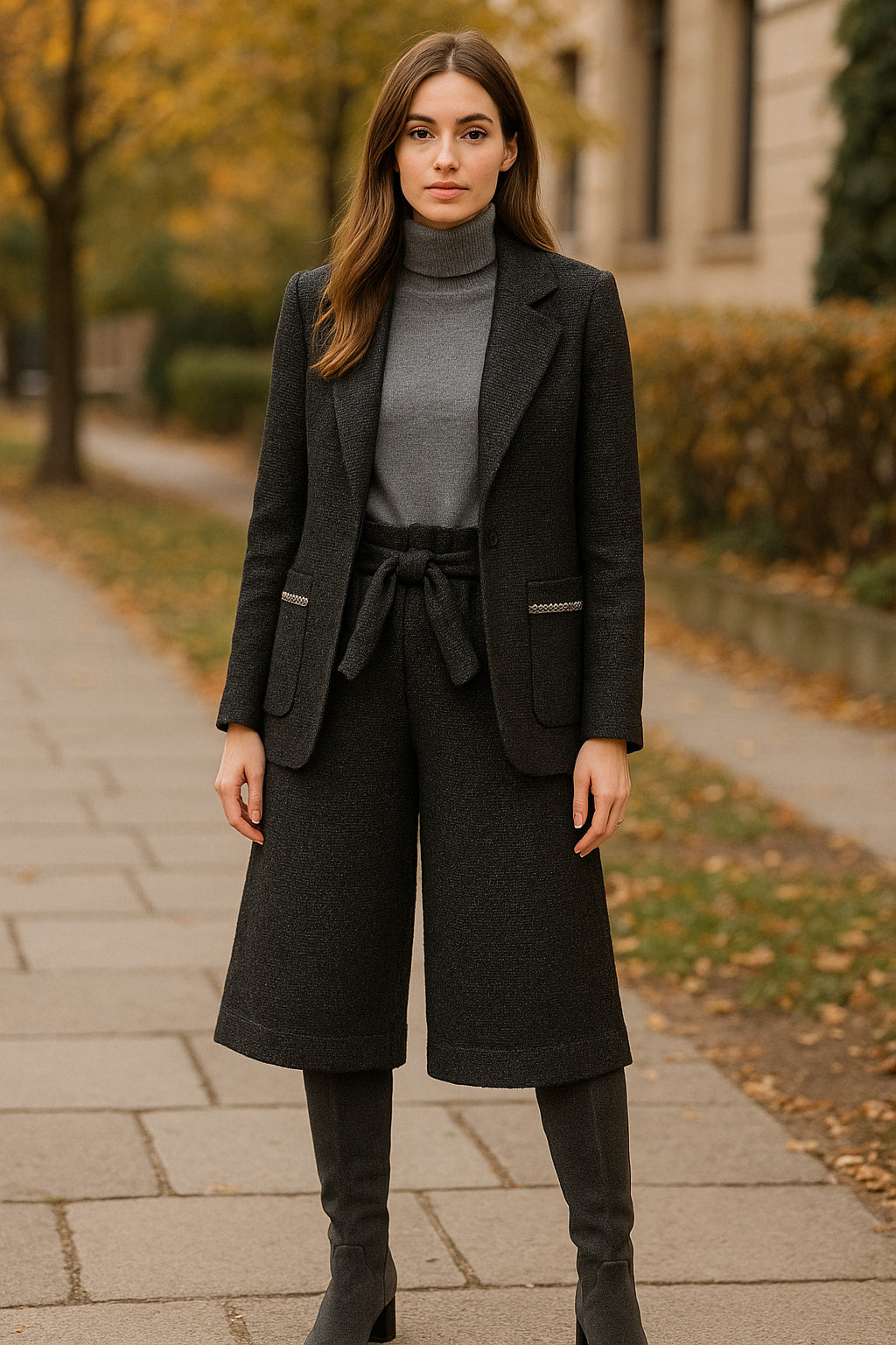 Σετ oversized blazer - zip culotte