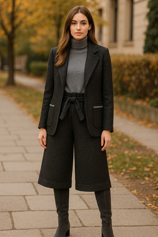 Σετ oversized blazer - zip culotte