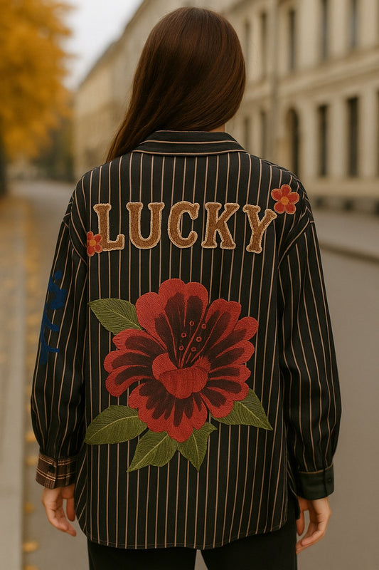 Πουκάμισο ριγέ floral oversized