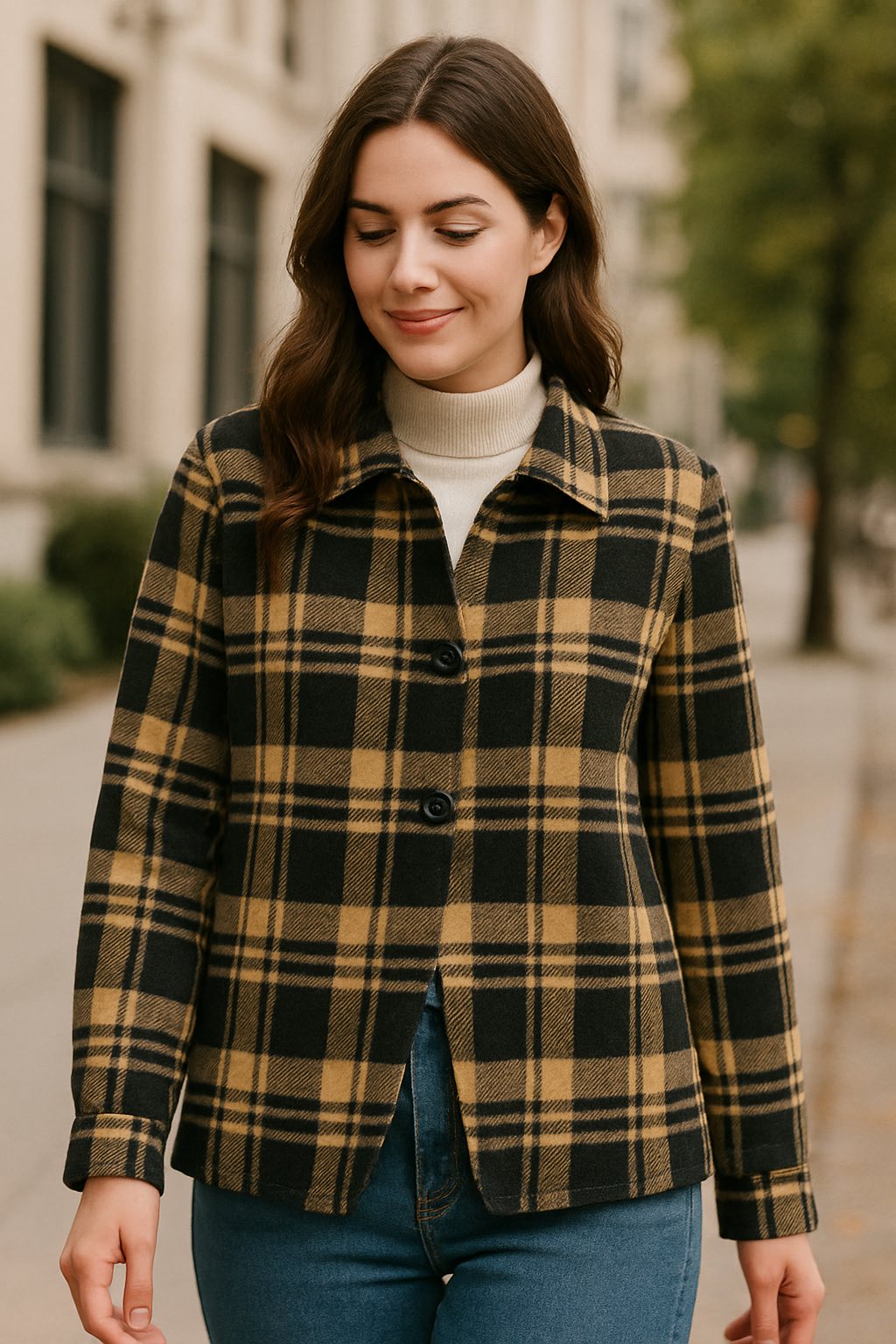 Shacket καρό με κουμπιά